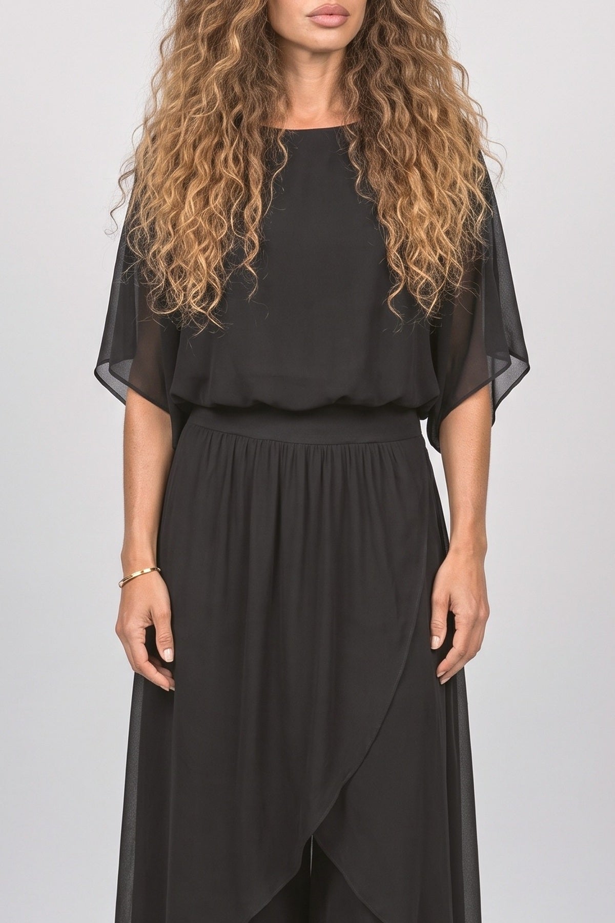 Chiffon Flowy Two Piece Outfit, fabric detail