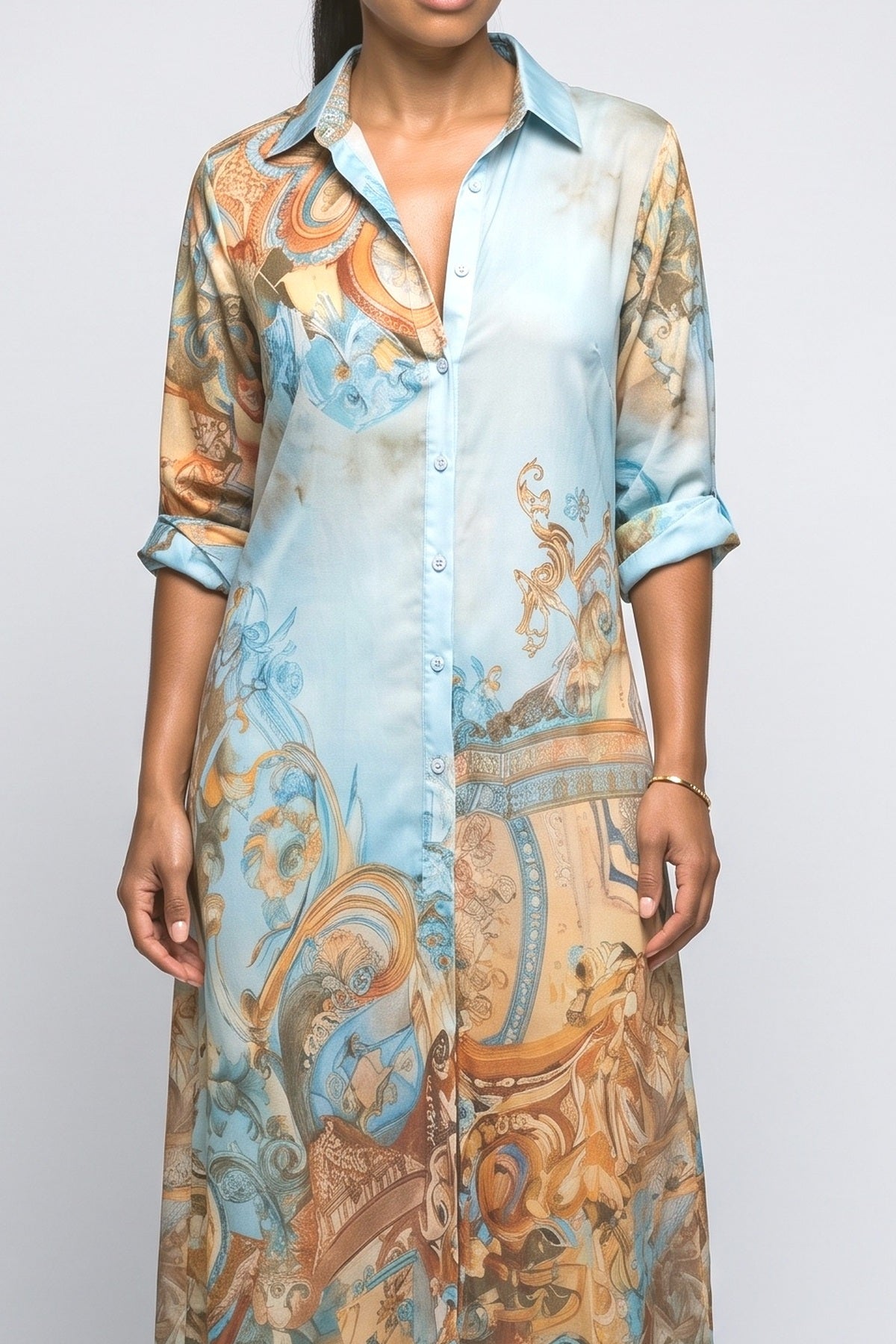 Blue Maxi Dress, fabric detail