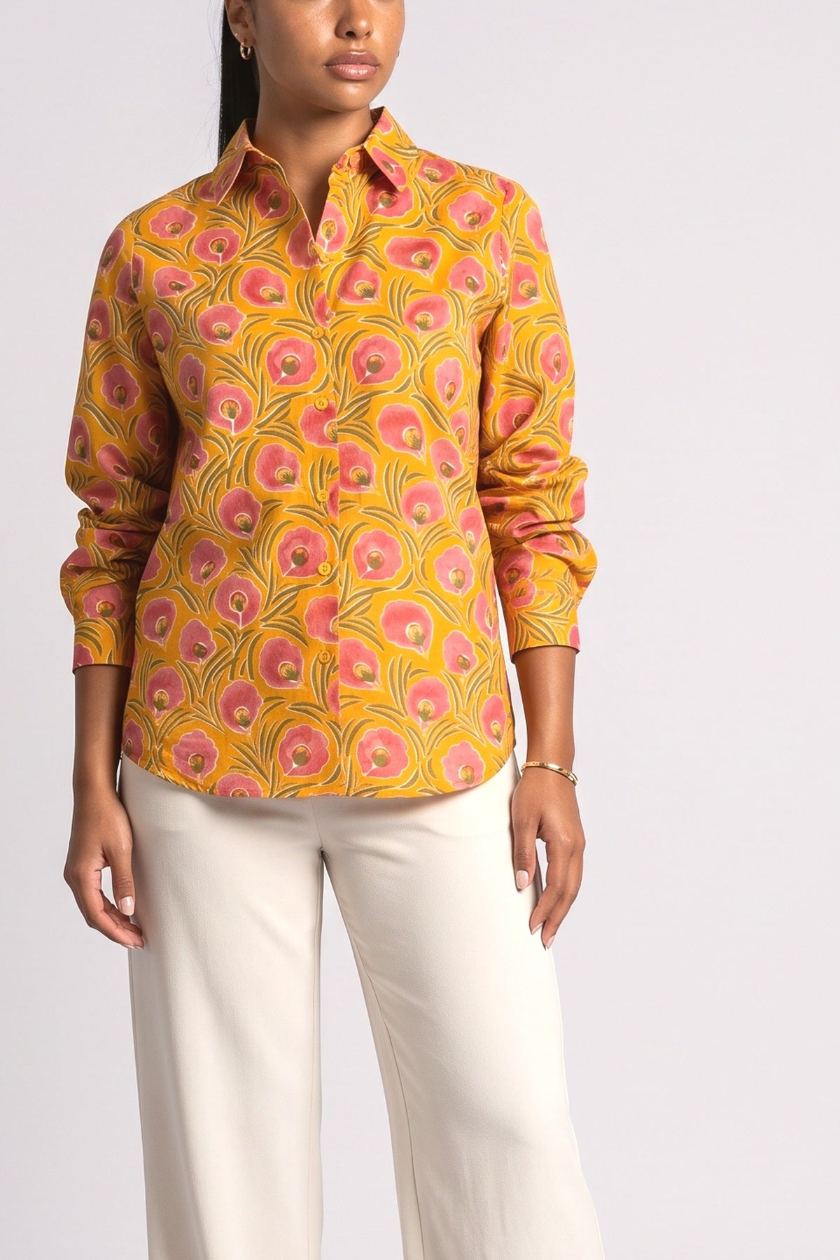 Yellow Floral Top, fabric detail