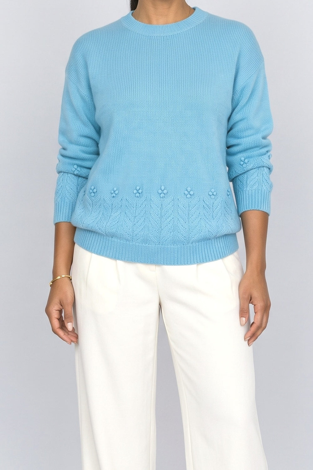 Knit Crew Neck Pullover Sweater, fabric detail