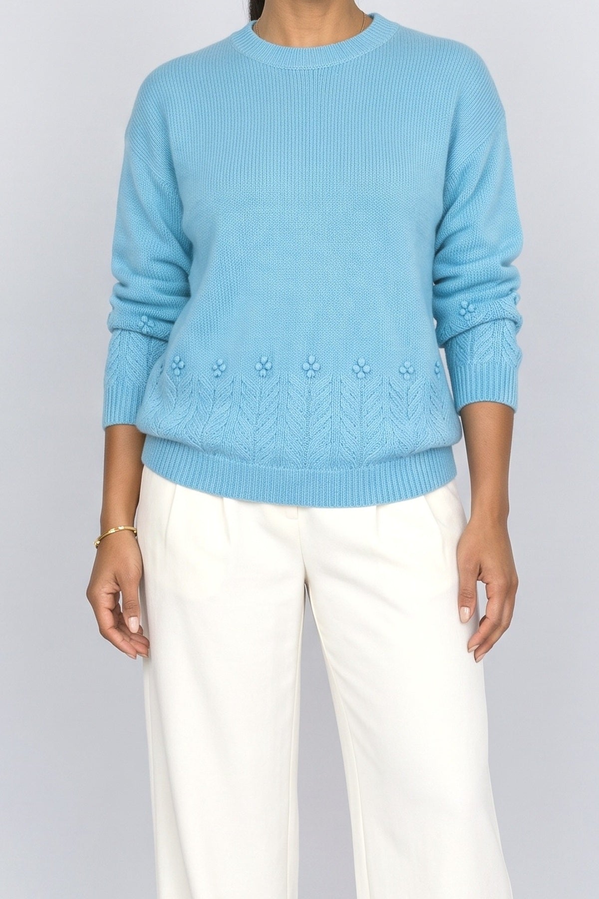 Knit Crew Neck Pullover Sweater, fabric detail