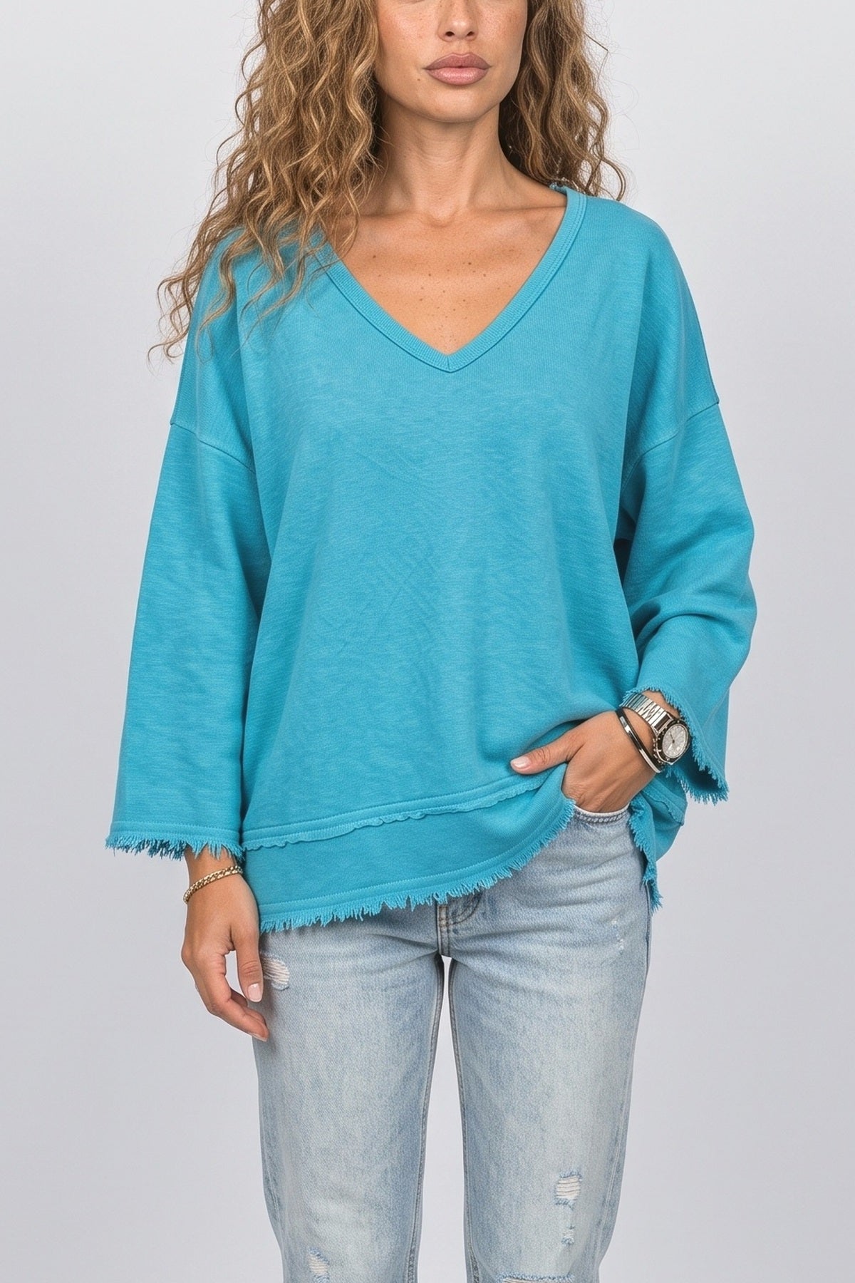 V-Neck Sweatshirt, fabric detail