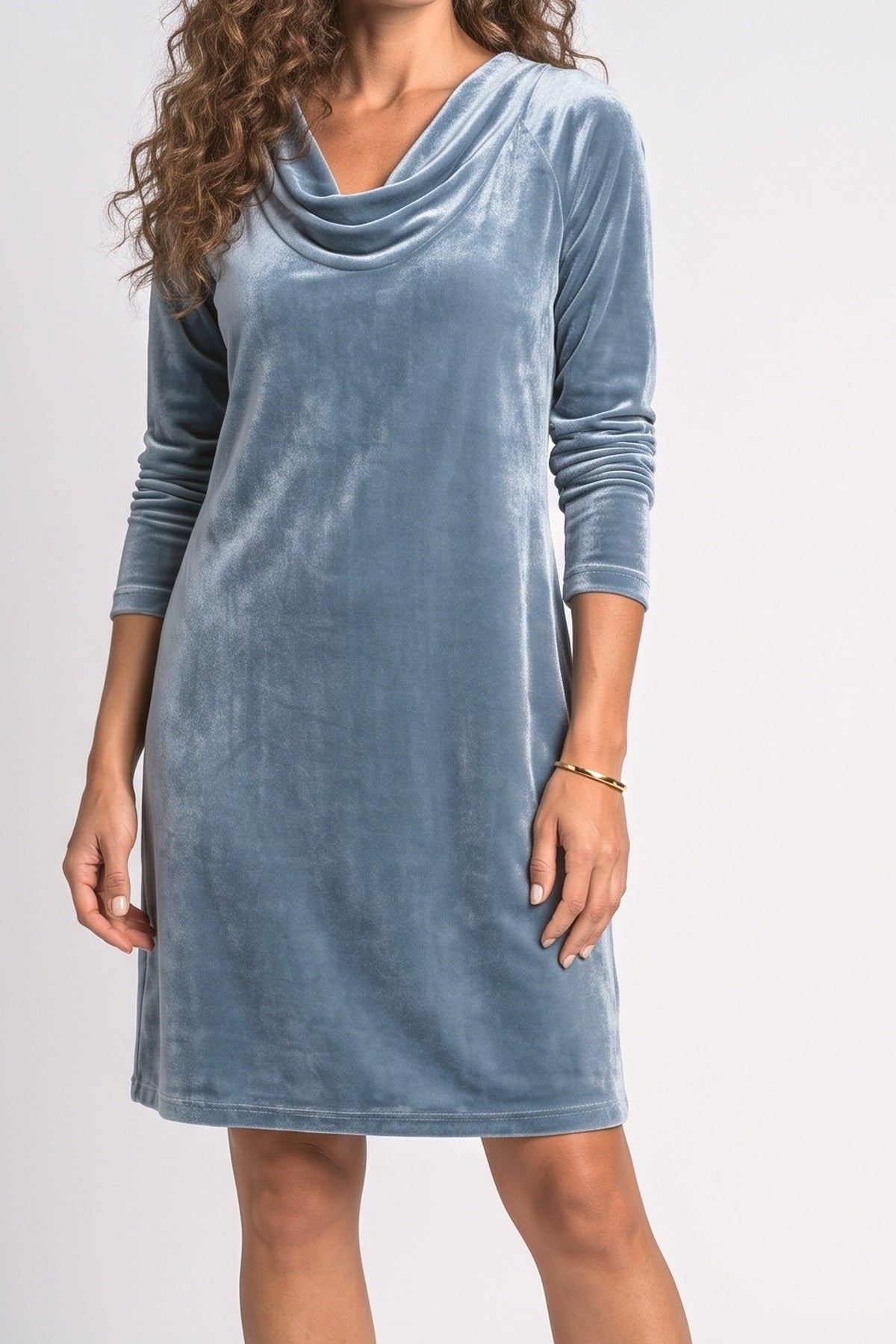 Cowl Neck Relaxed Midi Dress, fabric detail