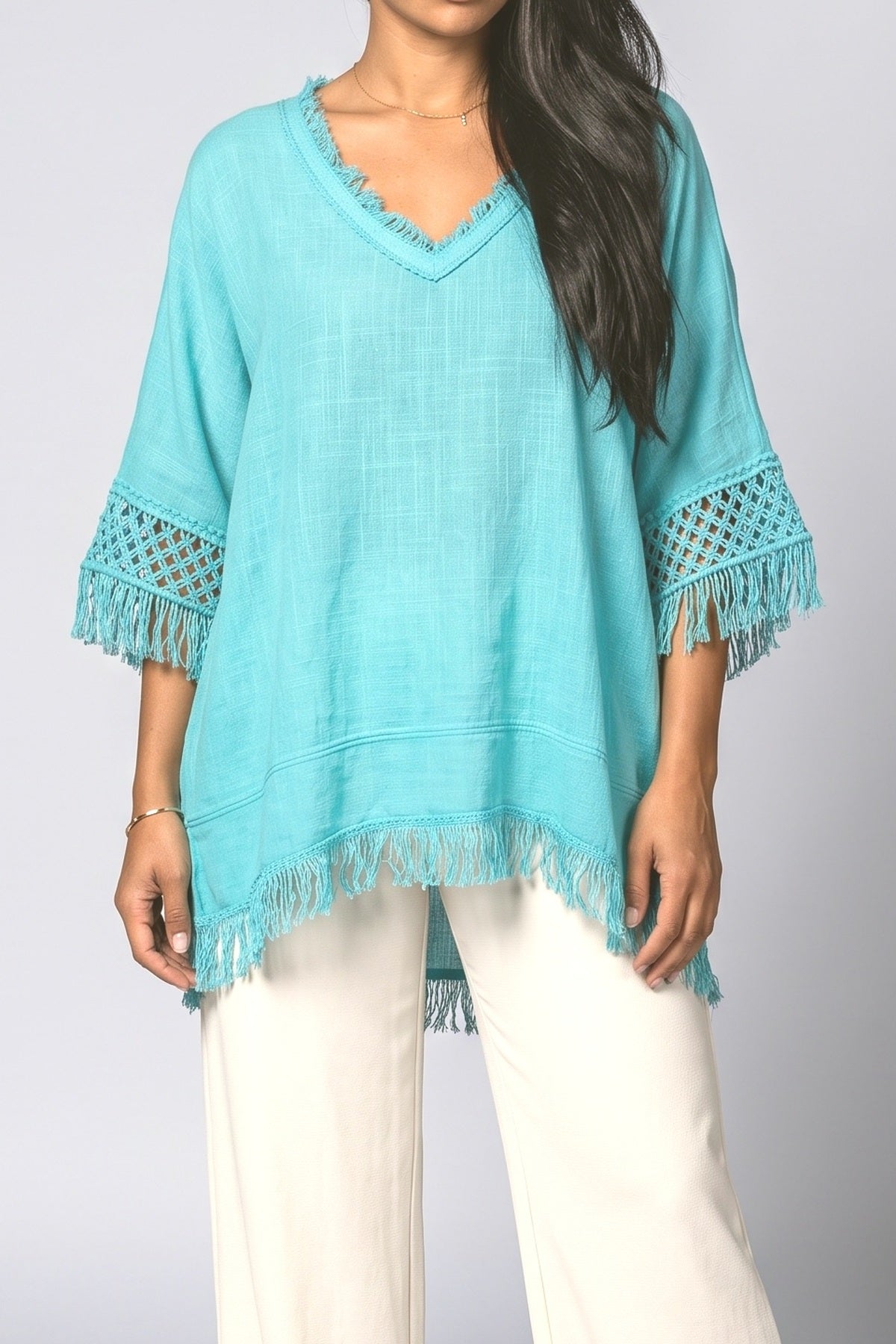 Crochet Fringe Blouse, fabric detail