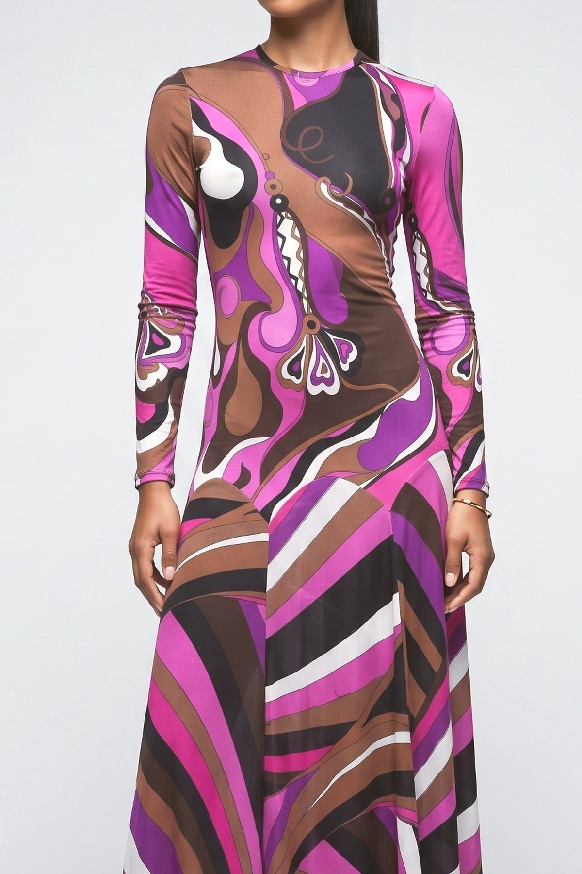 Purple Floral Maxi Dress, fabric detail