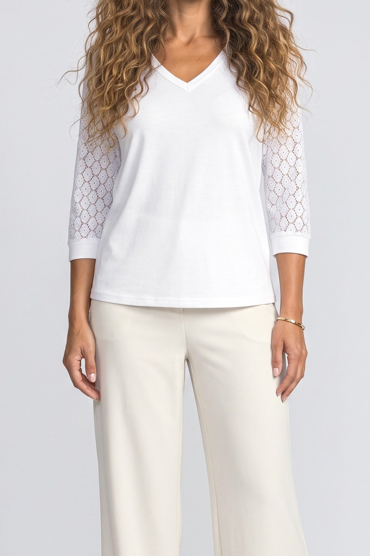 Lace V-Neck Blouse, fabric detail