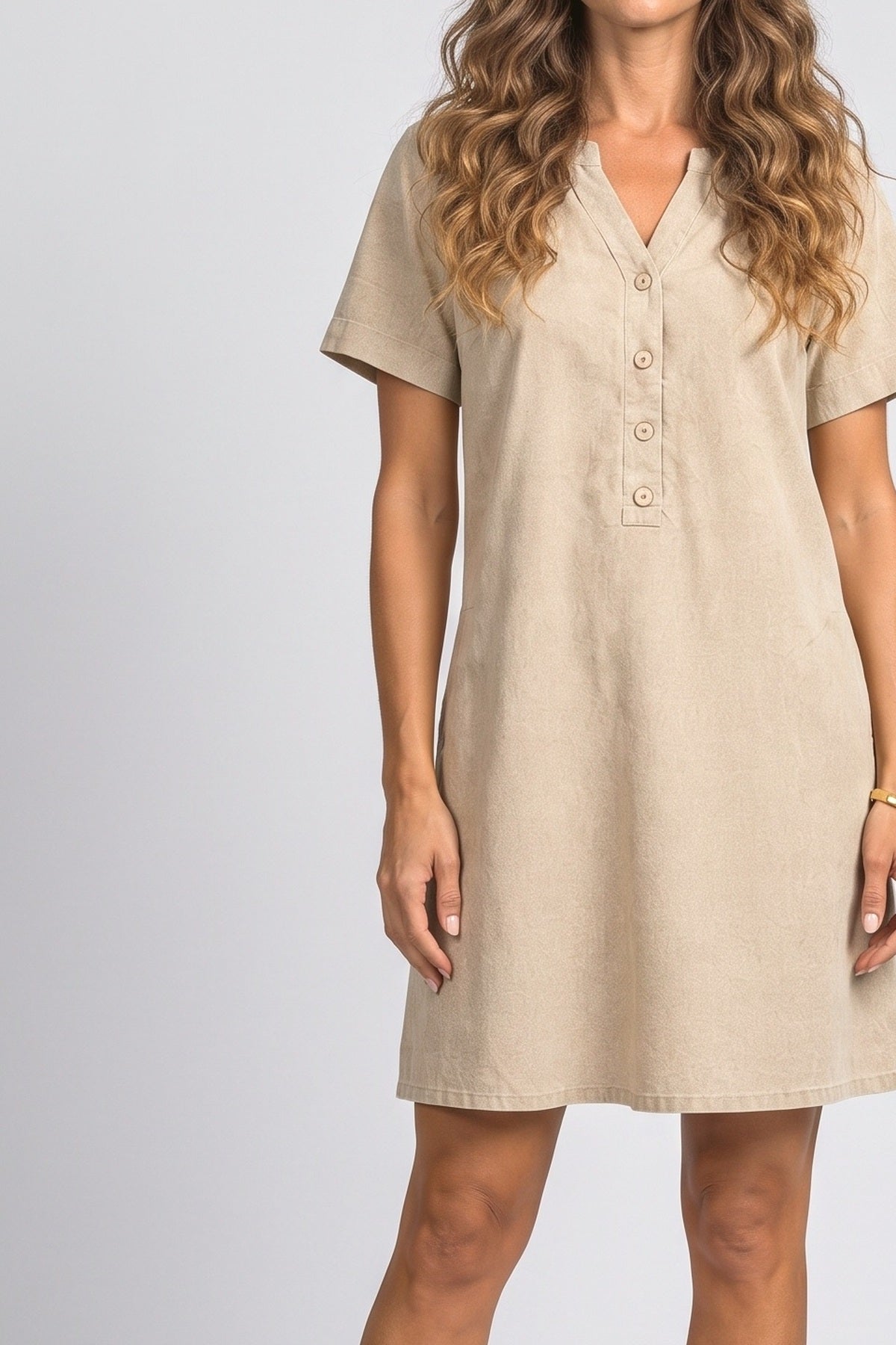 V-Neck A-Line Summer Dress, fabric detail