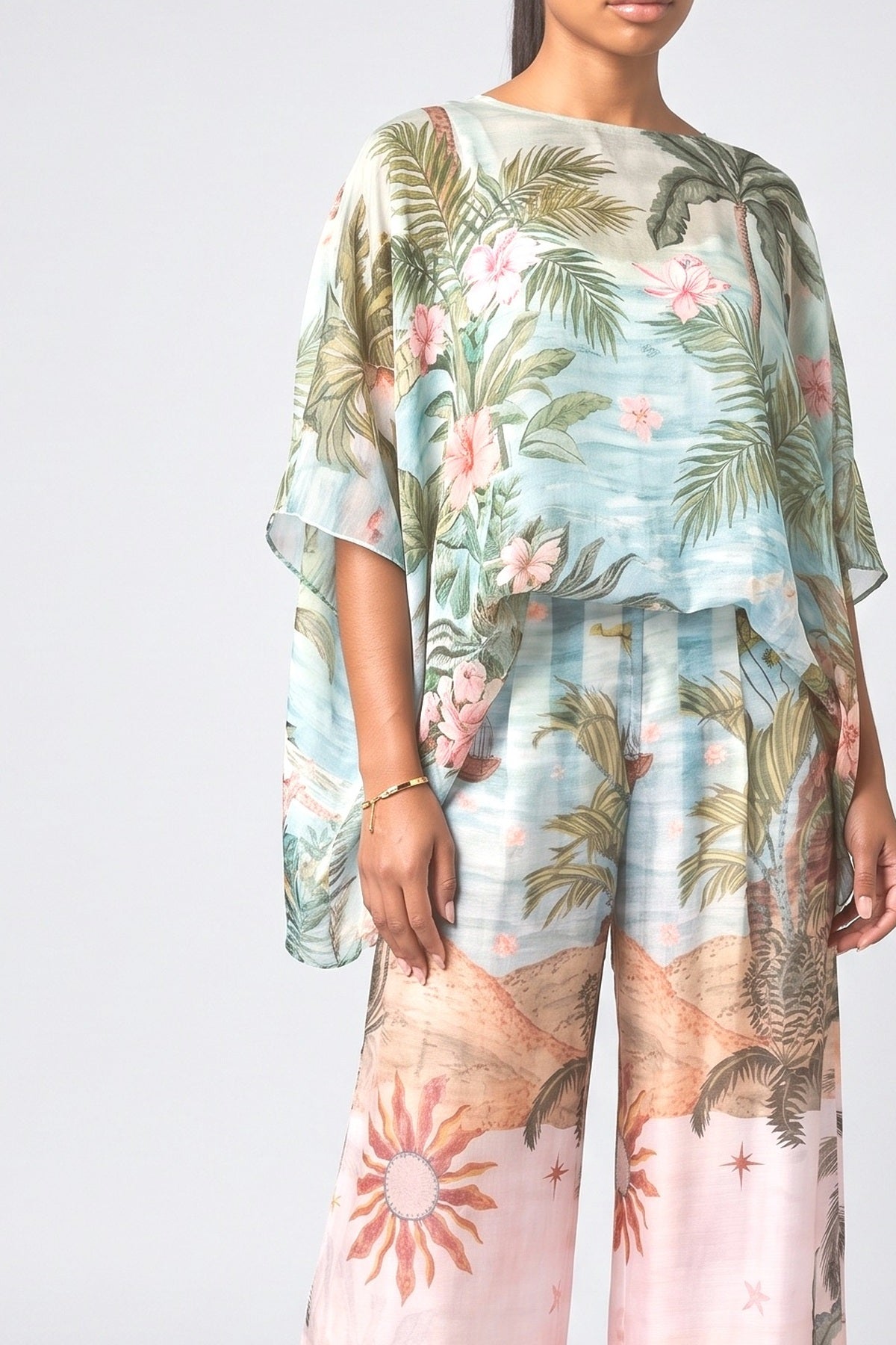 Tropical Chiffon Top, fabric detail