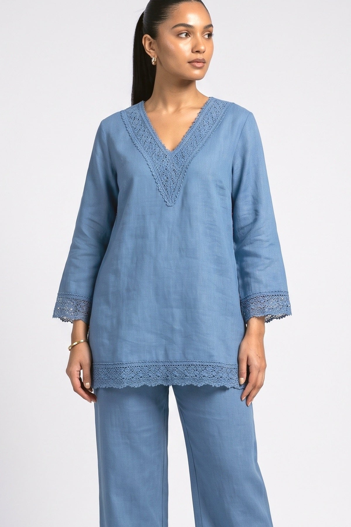 Crochet V-Neck Two Piece Outfit, fabric detail