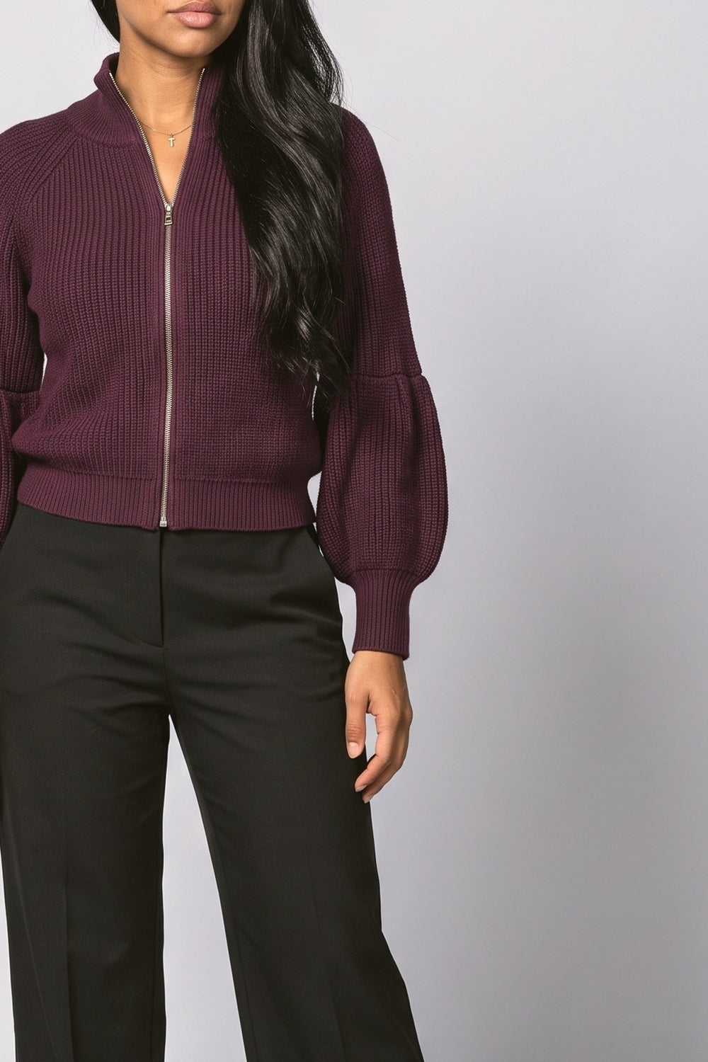 Purple Knit Cardigan, fabric detail