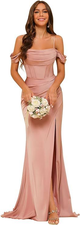 Black Satin Corset Bridesmaid Dress