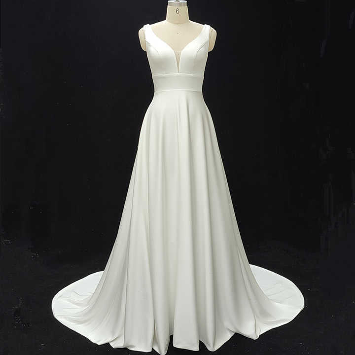 White Satin V-Neck Bridesmaid Dress