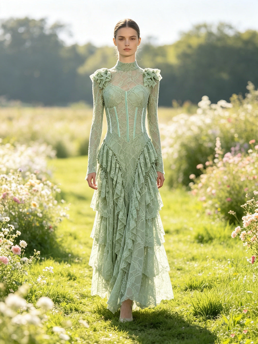 Lace Ball Gown Long Prom Dress