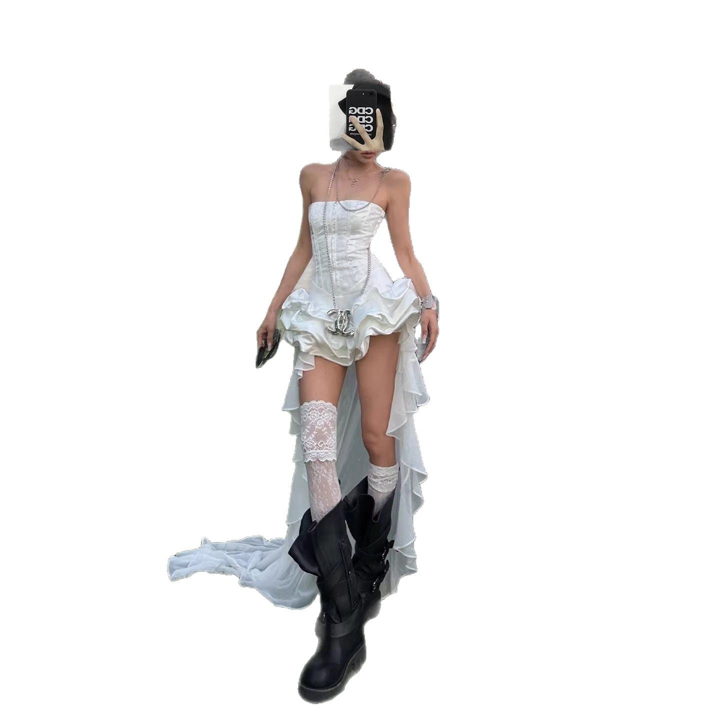 White Strapless Short Homecoming Dress