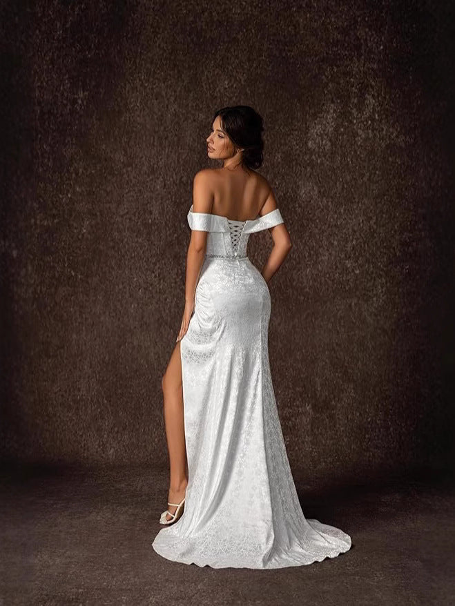 White Satin One-Shoulder Bridesmaid Dress