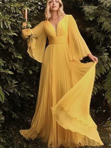 Chiffon Long Sleeve Bridesmaid Dress