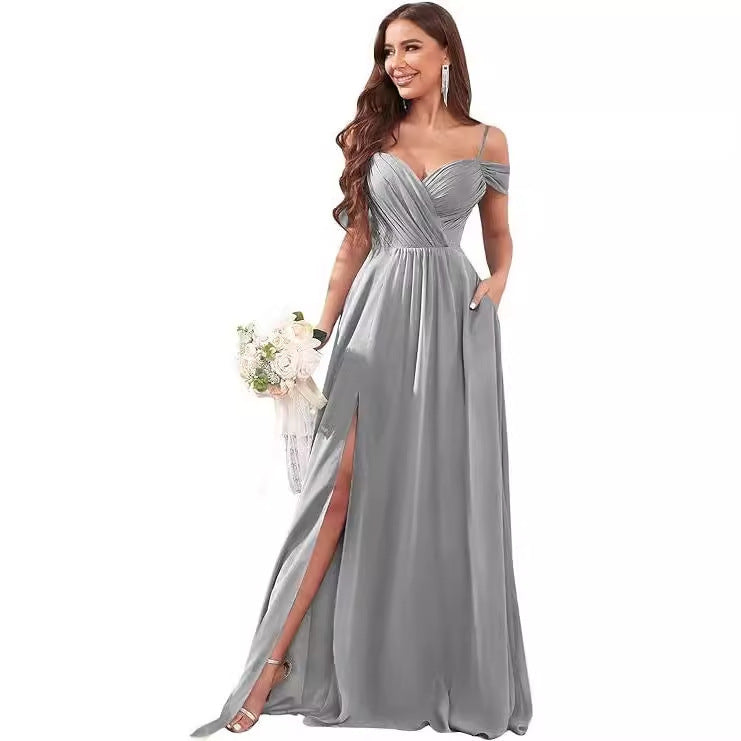 Chiffon Spaghetti Strap Bridesmaid Dress