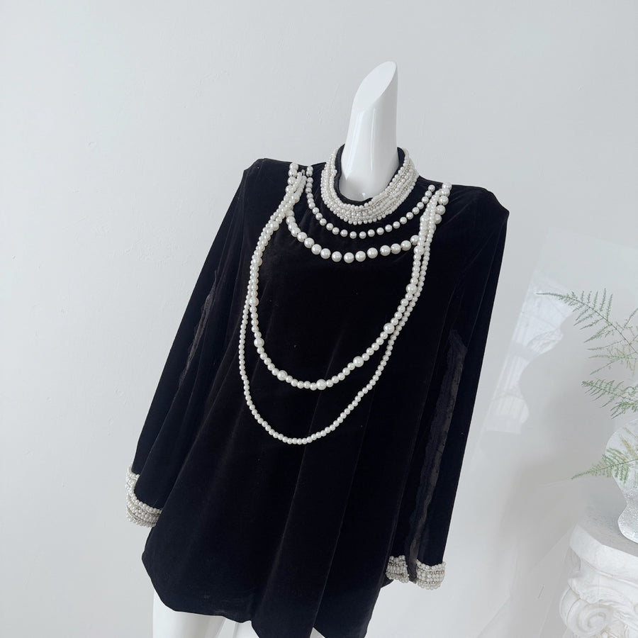 Black Velvet Lace Short Homecoming Dress