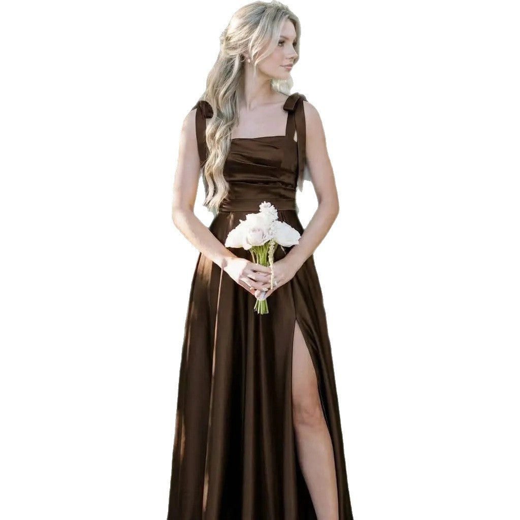 Satin Spaghetti Strap Bridesmaid Dress