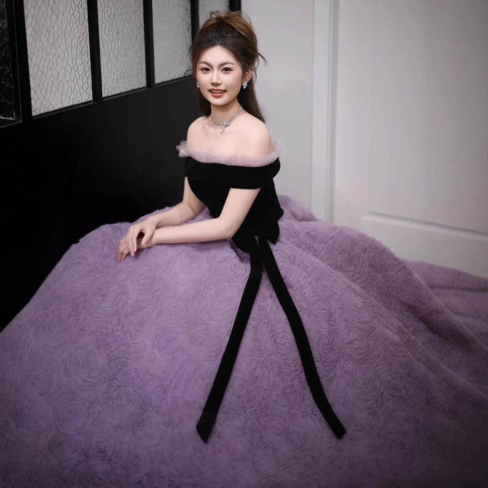 Purple Ball Gown Plus Size Formal Dress