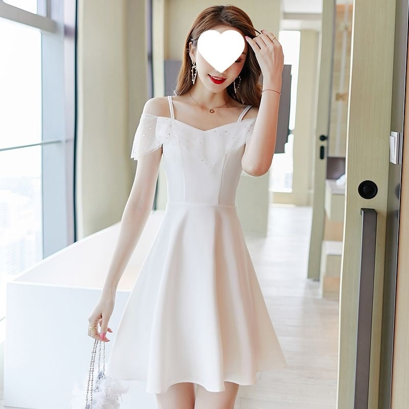 Black Off-Shoulder Spaghetti Strap Short Homecoming Dress