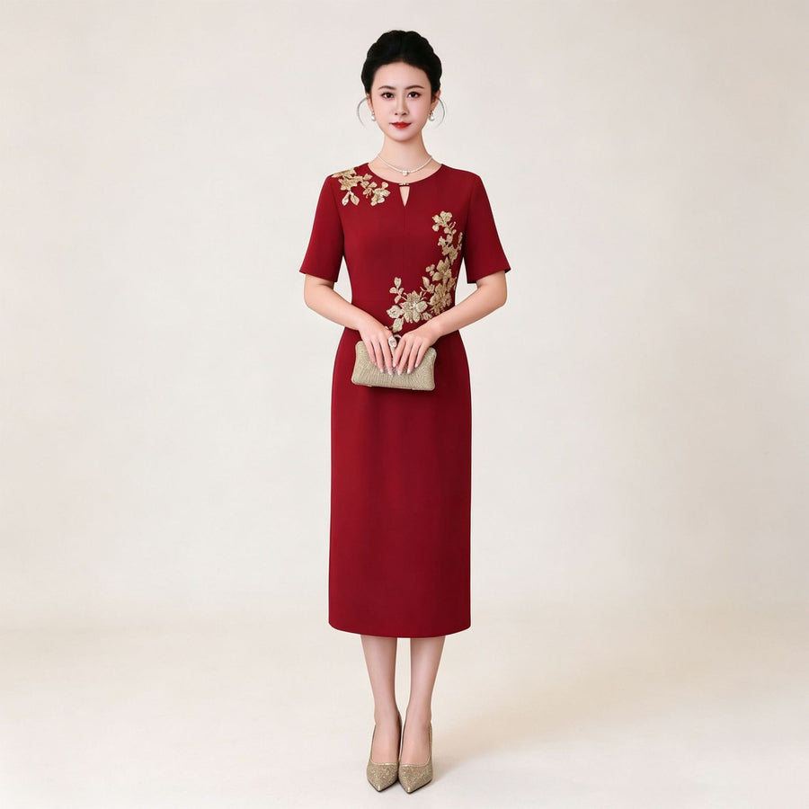Wine Two Piece Bodycon Long Prom Dress