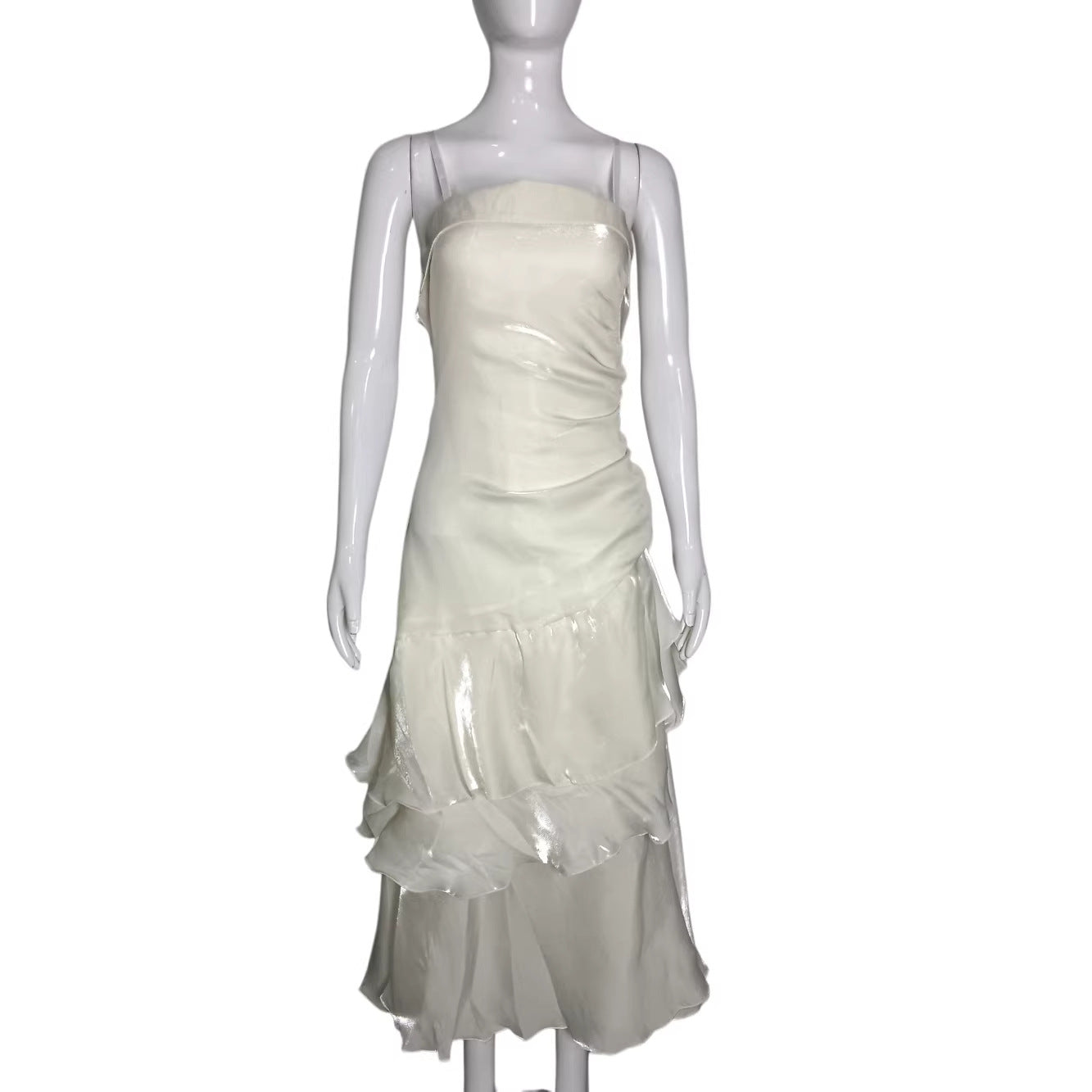 Ivory Spaghetti Strap Long Prom Dress
