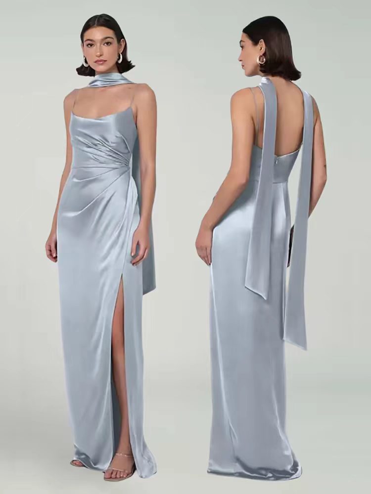 Maxi Satin Bridesmaid Dress