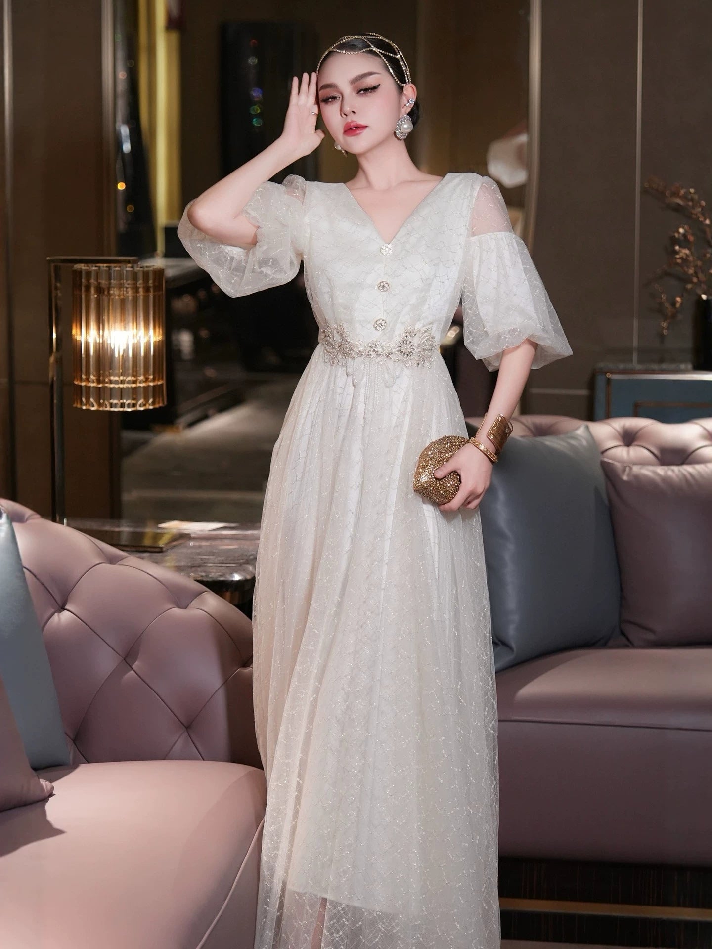 Black Tulle V-Neck Plus Size Formal Dress