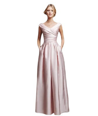 Pink Satin Ball Gown Bridesmaid Dress