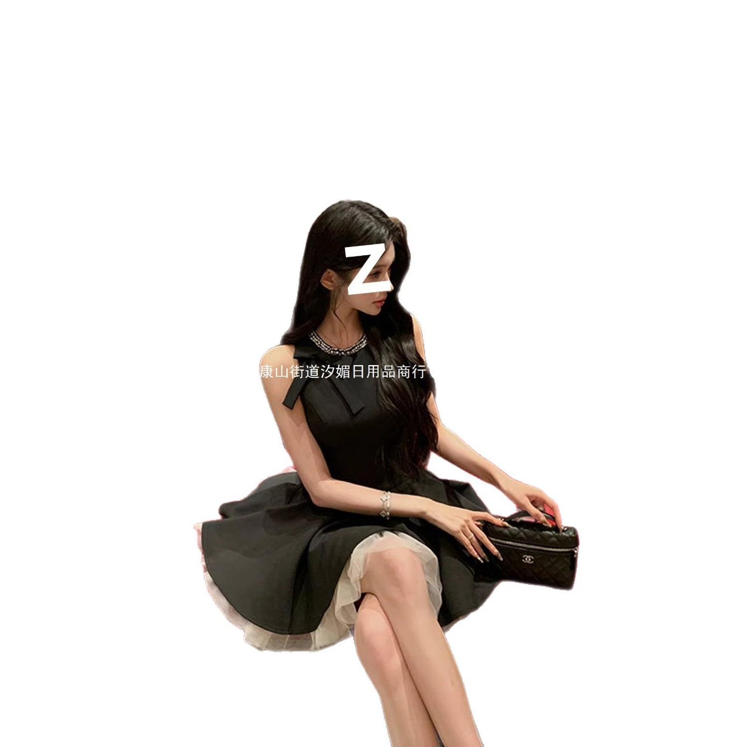 Black Sleeveless Rhinestone Short Homecoming Dress