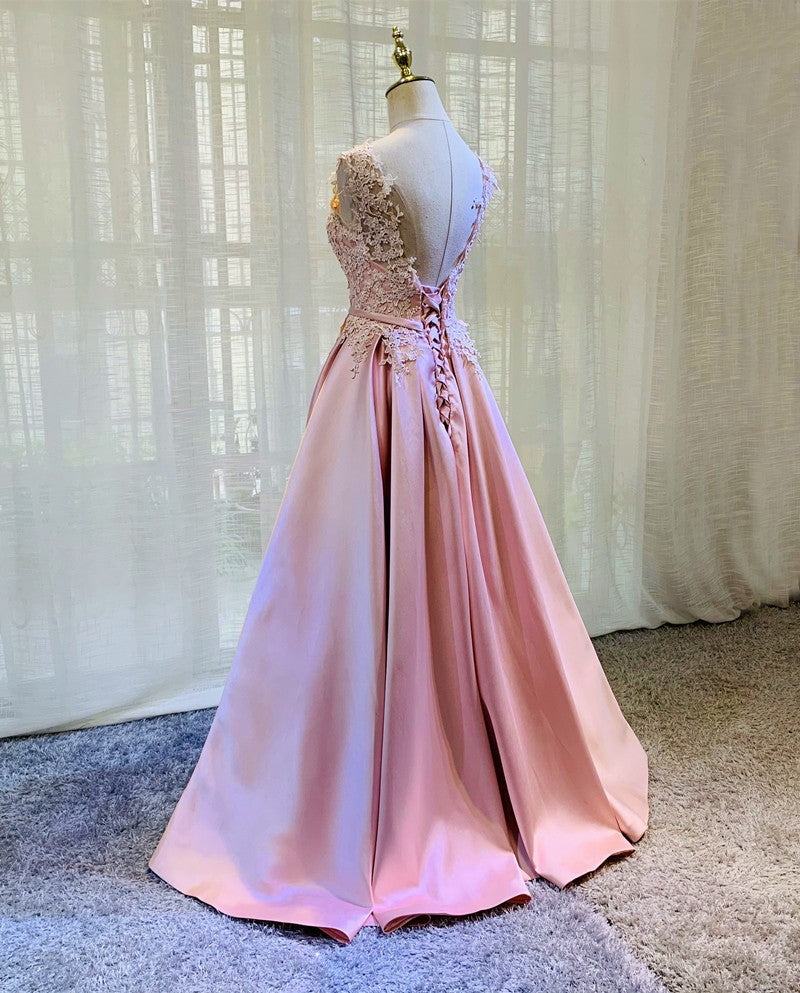 Pink Satin Bridesmaid Dress