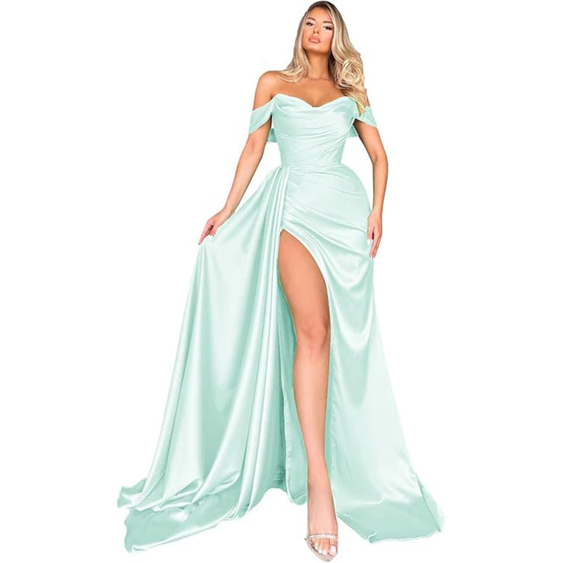 Satin Off-Shoulder Bridesmaid Dress