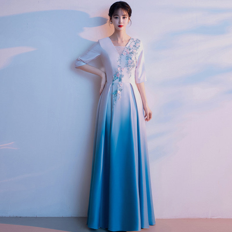 Satin V-Neck Bridesmaid Dress