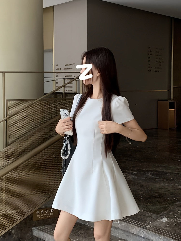 White Short Sleeve Short Homecoming Dress