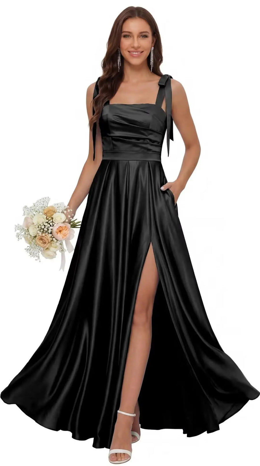 Satin Spaghetti Strap Bridesmaid Dress
