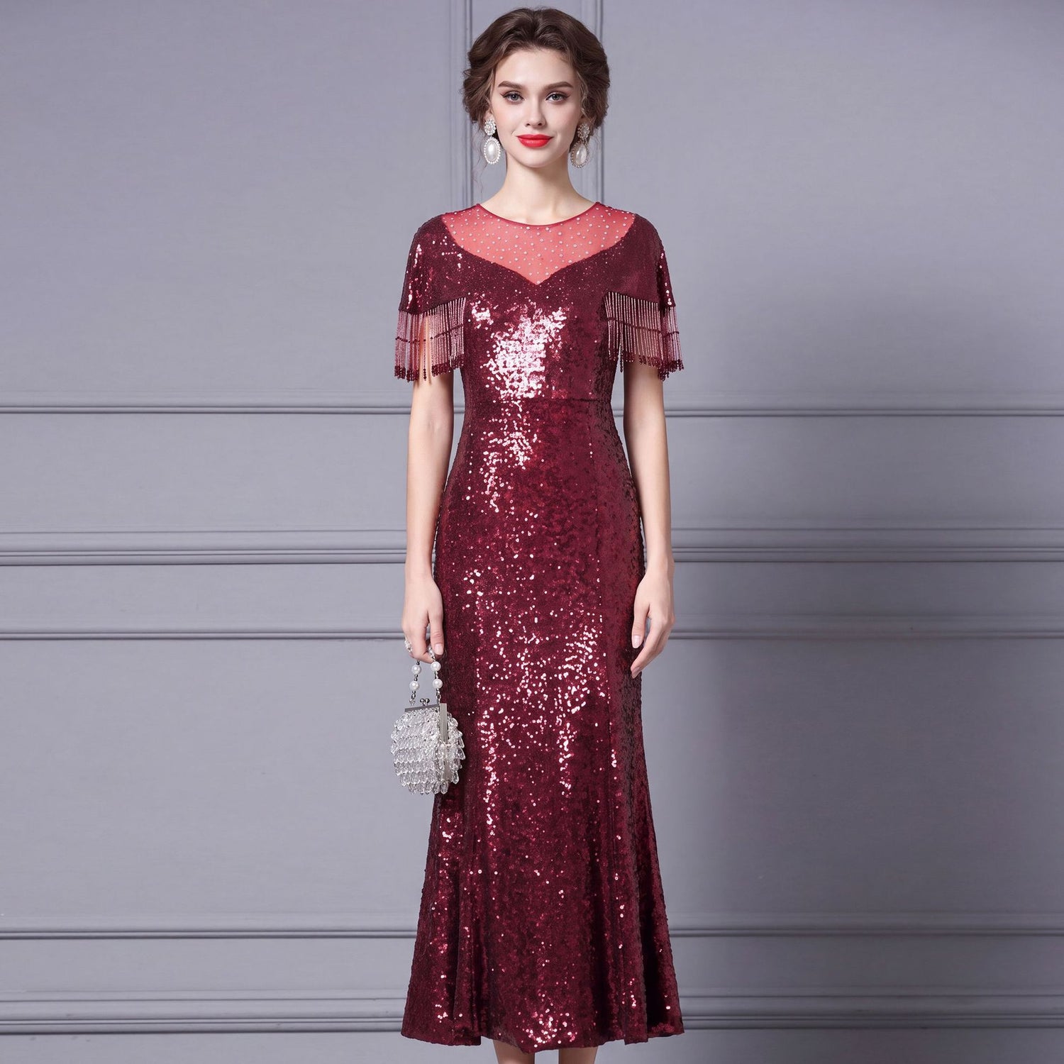 Formal Burgundy Long Prom Dress
