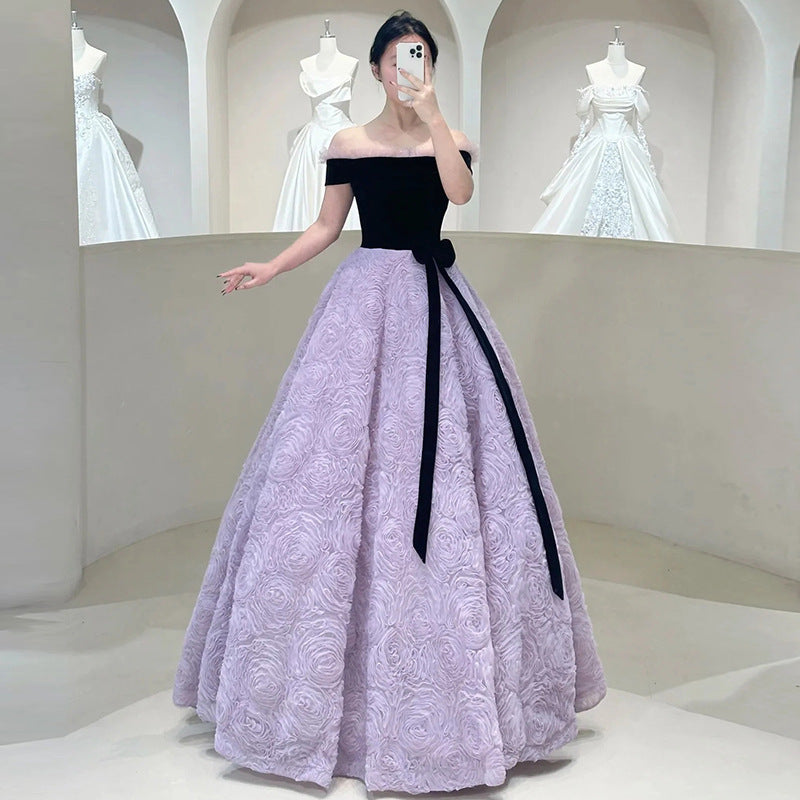 Purple Ball Gown Plus Size Formal Dress