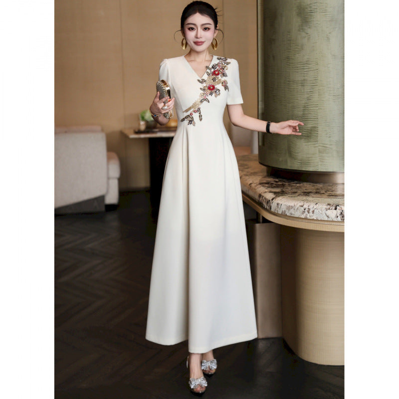 White Embroidered Wedding Guest Dress