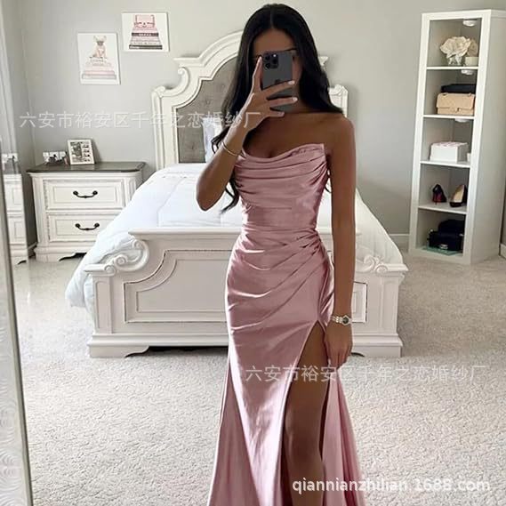 Satin Strapless Bridesmaid Dress
