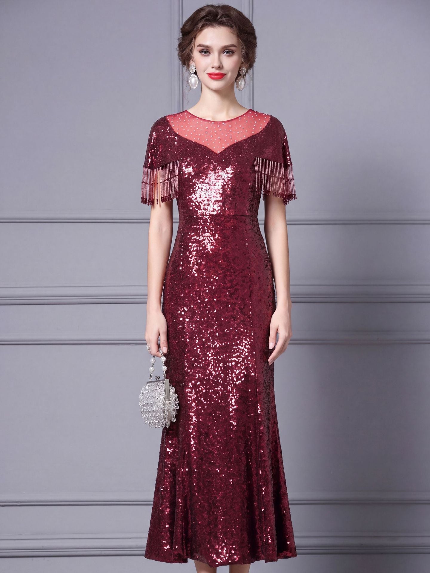 Formal Burgundy Long Prom Dress