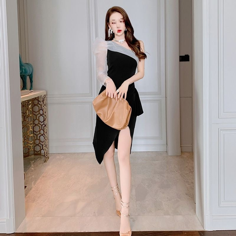 Black One-Shoulder Bodycon Short Homecoming Dress