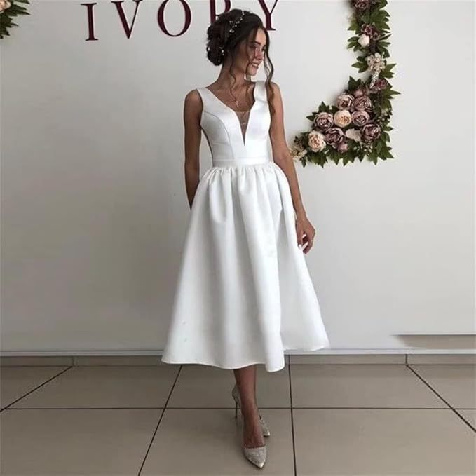White Satin Bridesmaid Dress