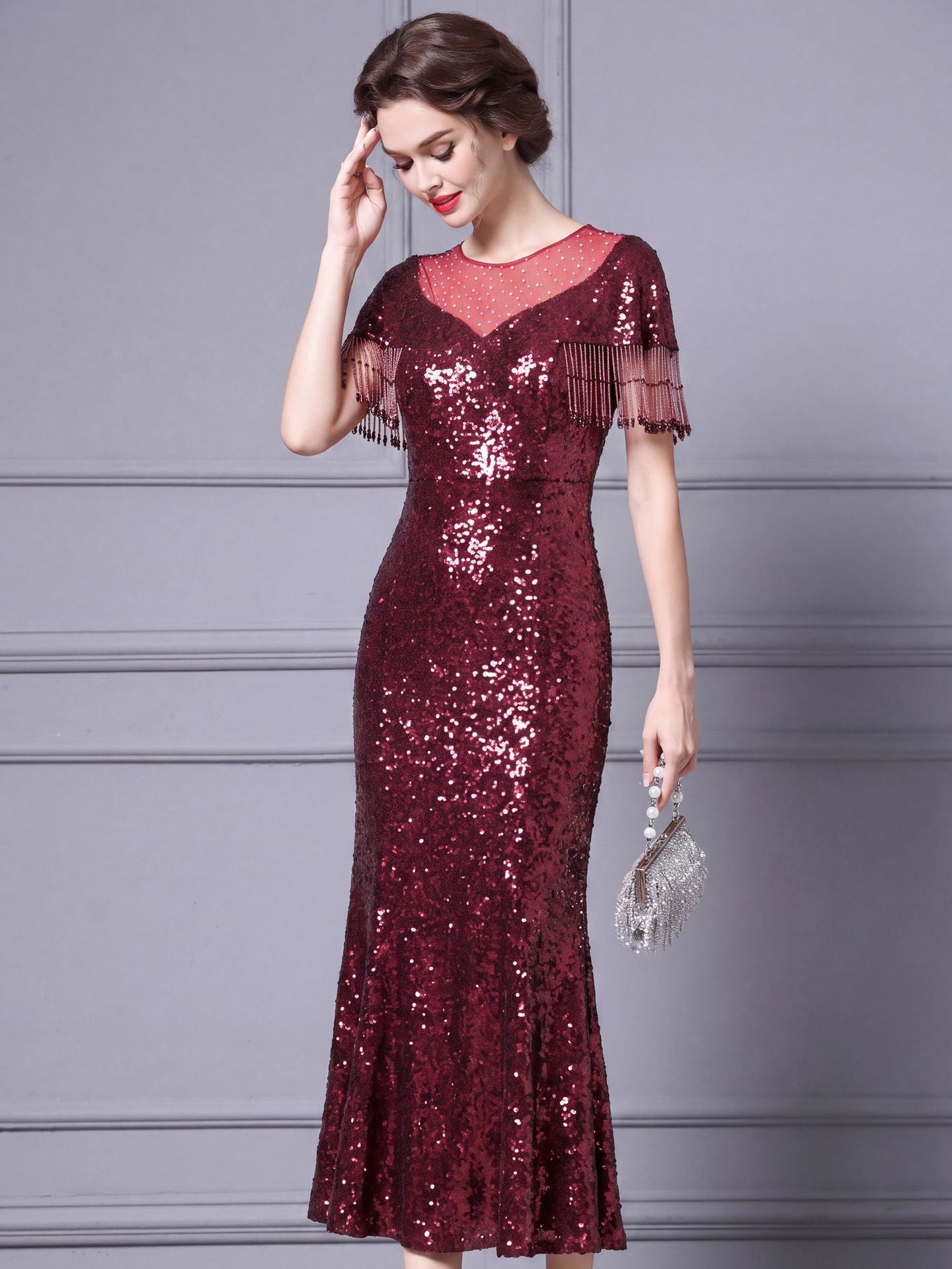Formal Burgundy Long Prom Dress