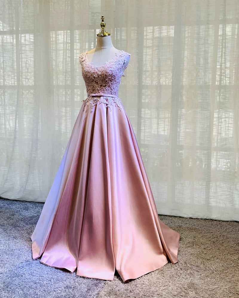 Pink Satin Bridesmaid Dress