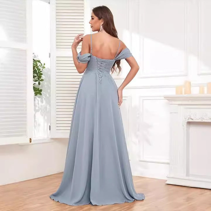 Chiffon Spaghetti Strap Bridesmaid Dress