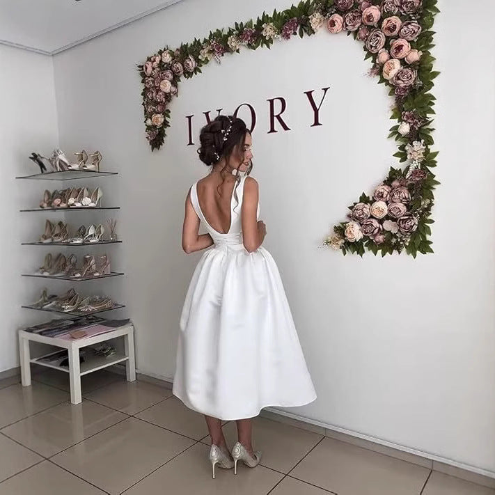 White Satin Bridesmaid Dress