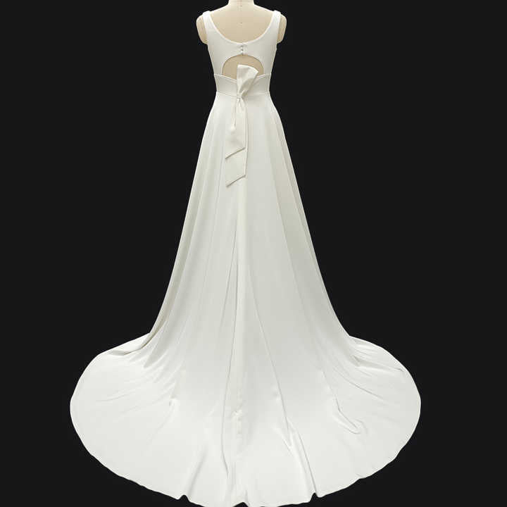 White Satin V-Neck Bridesmaid Dress