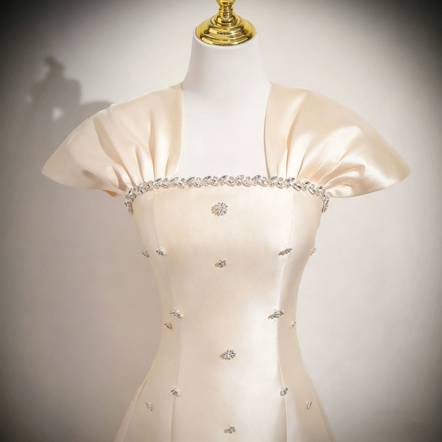 Champagne Satin Plus Size Formal Dress