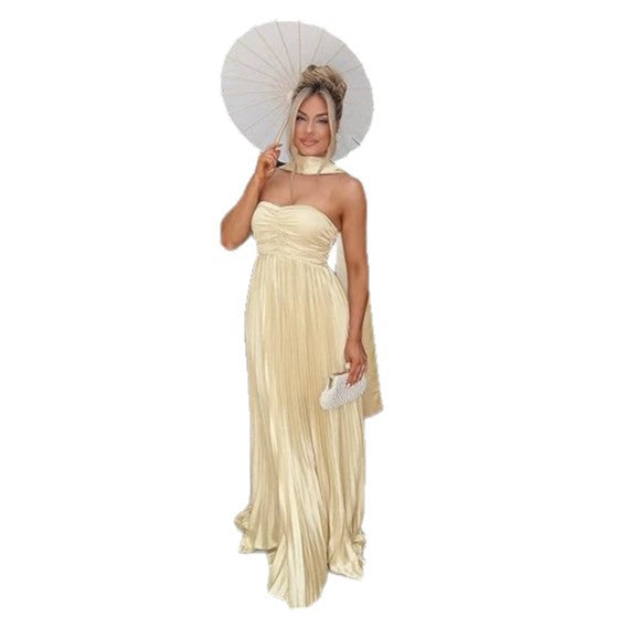 Black Satin Ruched Bridesmaid Dress